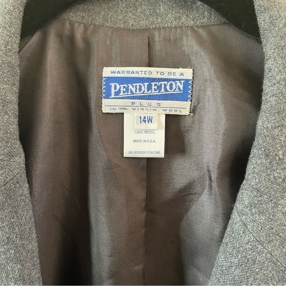 Pendleton Wool One Button Blazer Jacket Lined Pockets Gray  Sz 14W - Picture 4 of 10